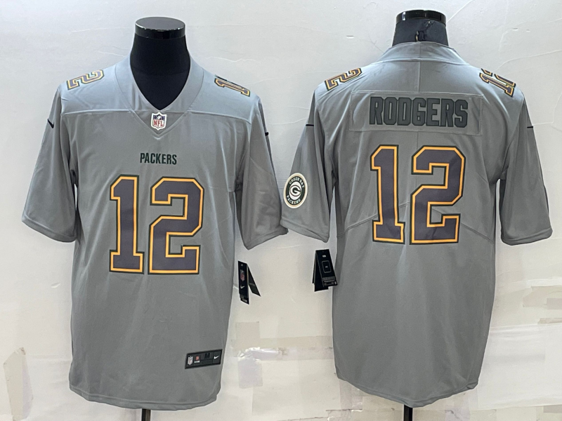 Men's Green Bay Packers Aaron Rodgers #12 Gray Atmosphere Fashion Game Jerseys