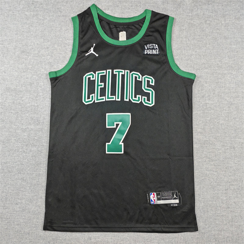 Men's Boston Celtics Jaylen Brown #7 Black Swingman Jerseys - Statement Edition