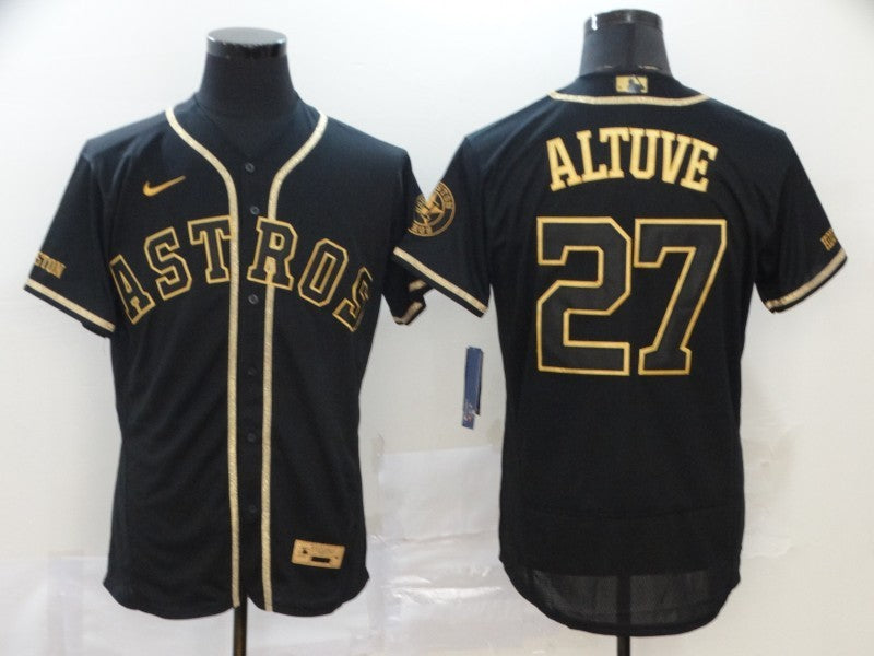 Men's Houston Astros Jose Altuve #27 Black Stitched Jerseys