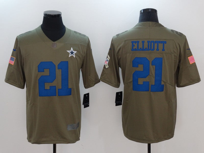 Men's Dallas Cowboys Ezekiel Elliott #21 Brown Team Game Jerseys
