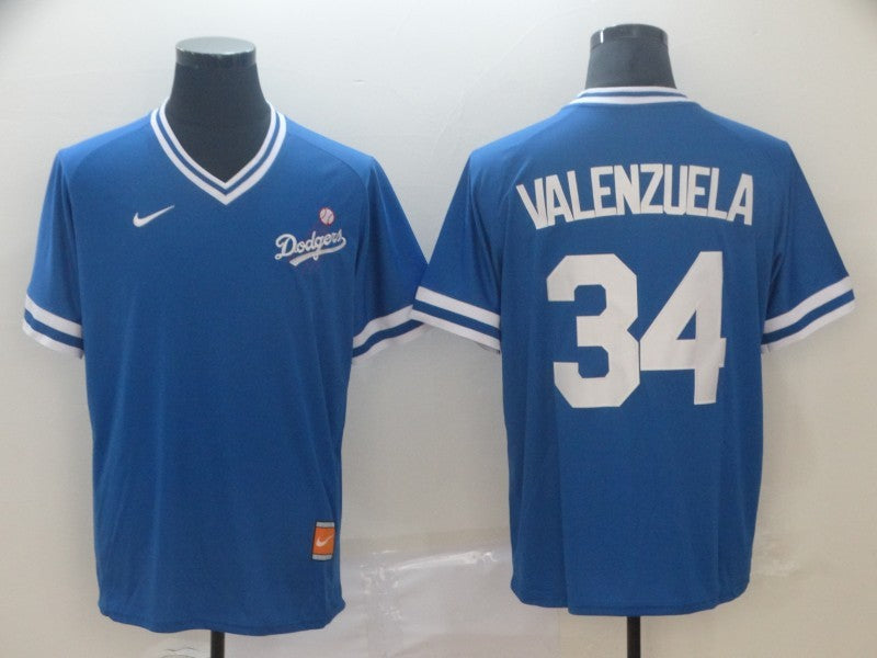 Men's Los Angeles Dodgers Fernando Valenzuela #34 Blue Game Player Jerseys