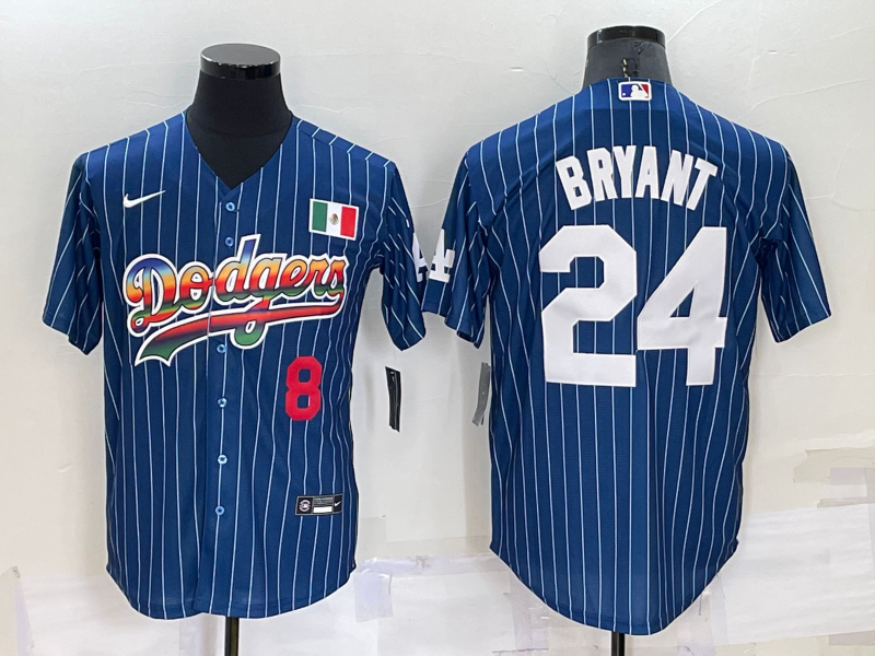 Men's Los Angeles Dodgers Kobe Bryant #8-24 Blue Stitched Jerseys