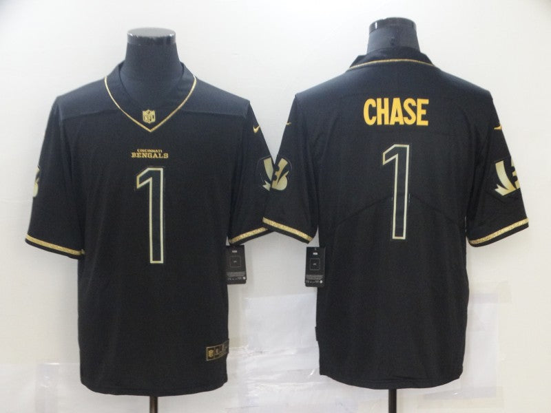 Men's Cincinnati Bengals Ja'Marr Chase #1 Black Game Player Jerseys
