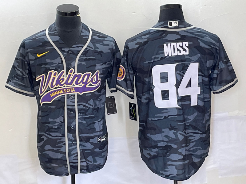 Men's Minnesota Vikings Randy Moss #84 Grey Camouflage Game Jerseys Joint Edition