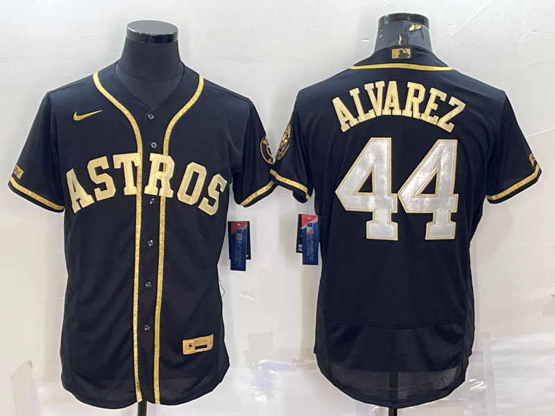 Men's Houston Astros Yordan Alvarez #44 Black Replica Authentic Jerseys