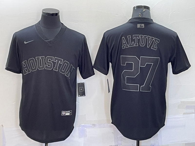 Men's Houston Astros Jose Altuve #27 Black Fashion Stitched Jerseys