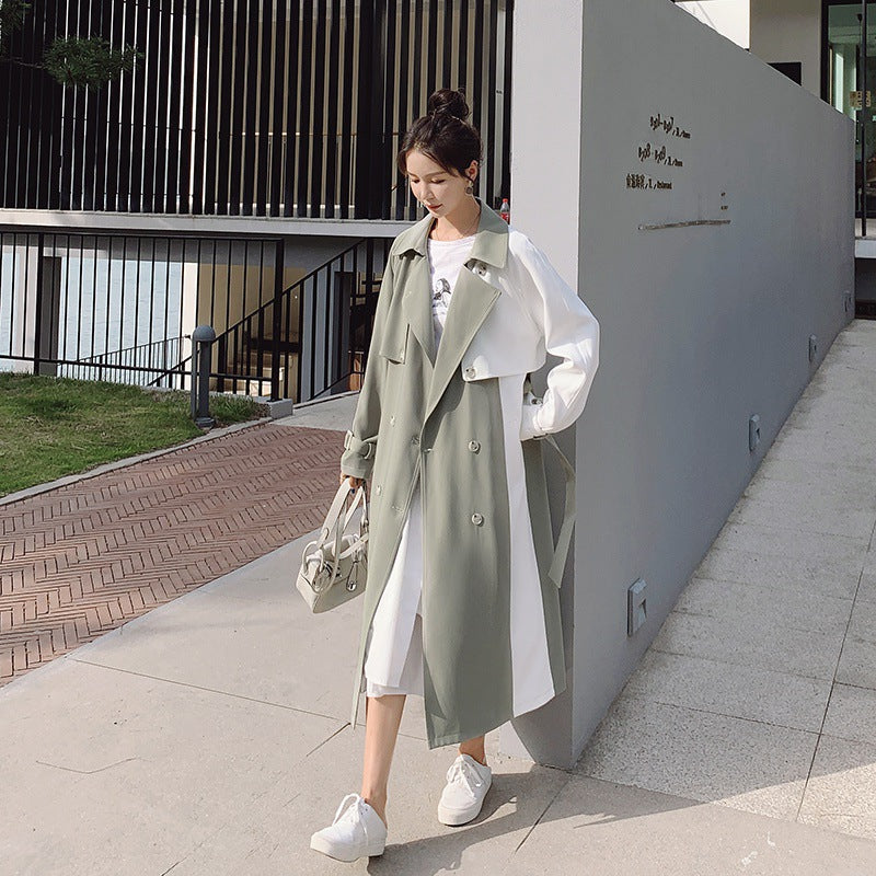 Classic Coat Women Contrasting Mid-length Trench Coat