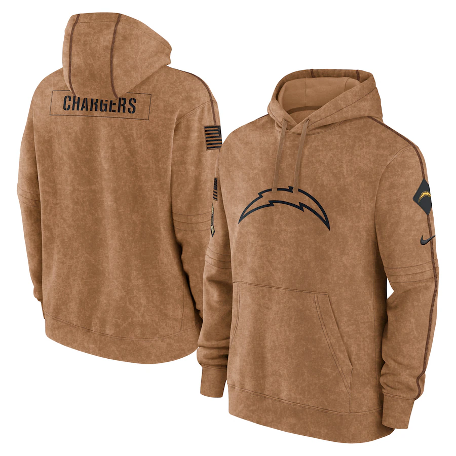 Men's Los Angeles Chargers Brown 2023 Salute To Service Club Pullover Hoodie1
