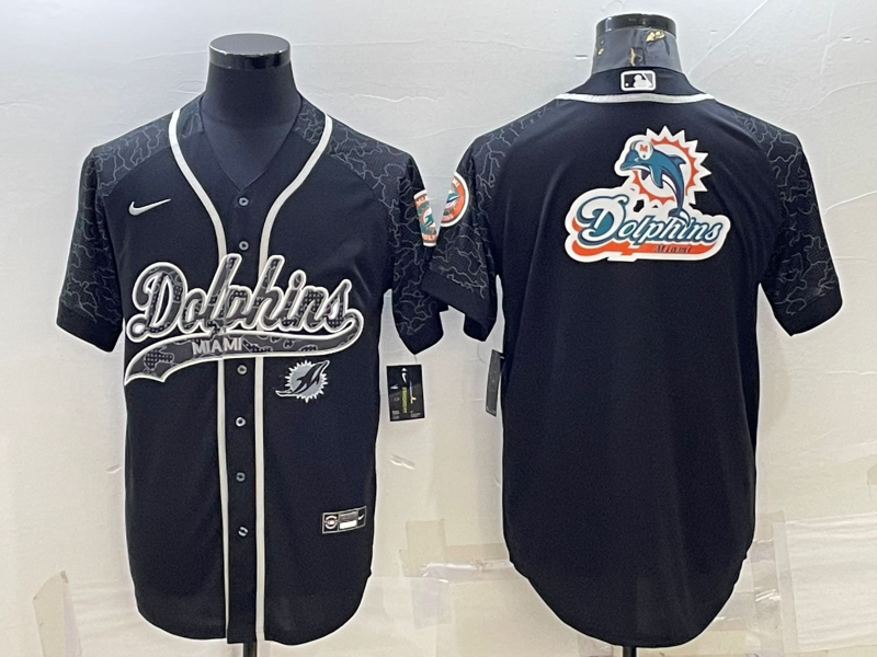 Men's Miami Dolphins Black RFLCTV Limited Jerseys