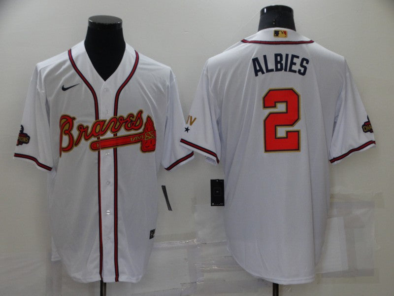 Men's Atlanta Braves Ozzie Albies #2 White Stitched Player Jerseys