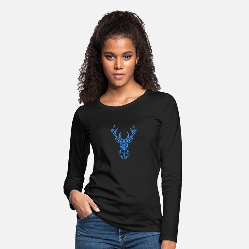 Deer Head Geometric Polygon Neon Blue Antlers