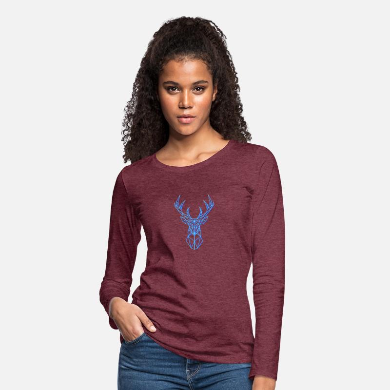 Deer Head Geometric Polygon Neon Blue Antlers