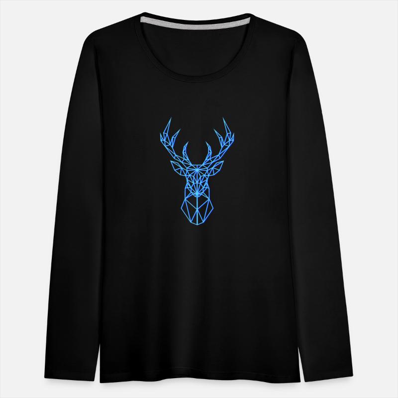 Deer Head Geometric Polygon Neon Blue Antlers