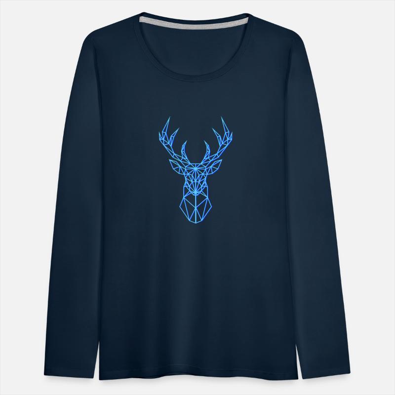 Deer Head Geometric Polygon Neon Blue Antlers