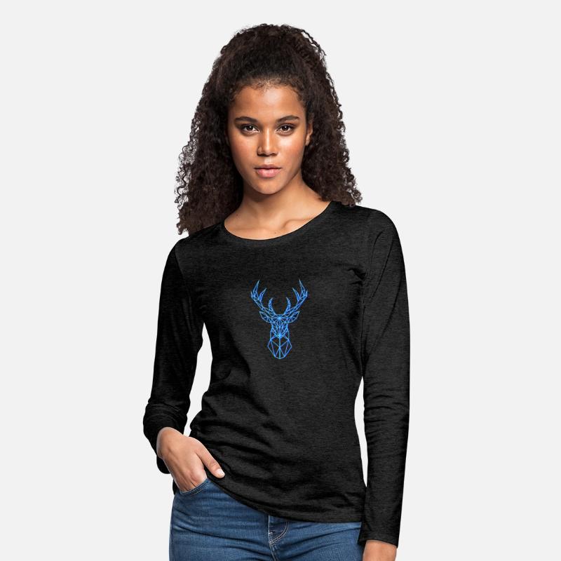 Deer Head Geometric Polygon Neon Blue Antlers