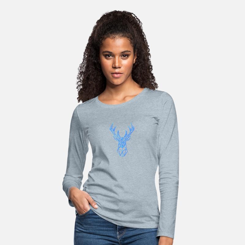 Deer Head Geometric Polygon Neon Blue Antlers