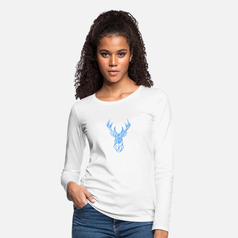 Deer Head Geometric Polygon Neon Blue Antlers