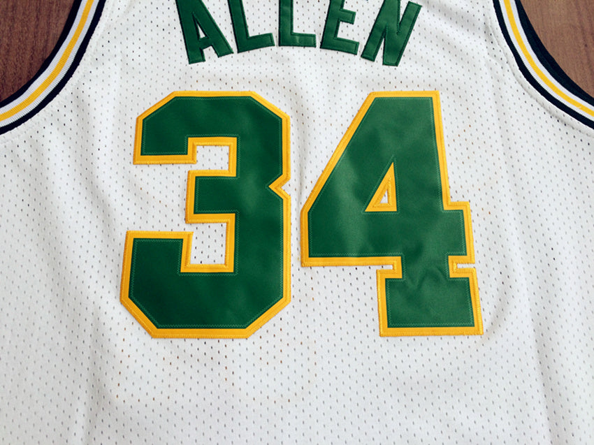 SuperSonics No. 34 Ray Allen Retro White Premium Mesh