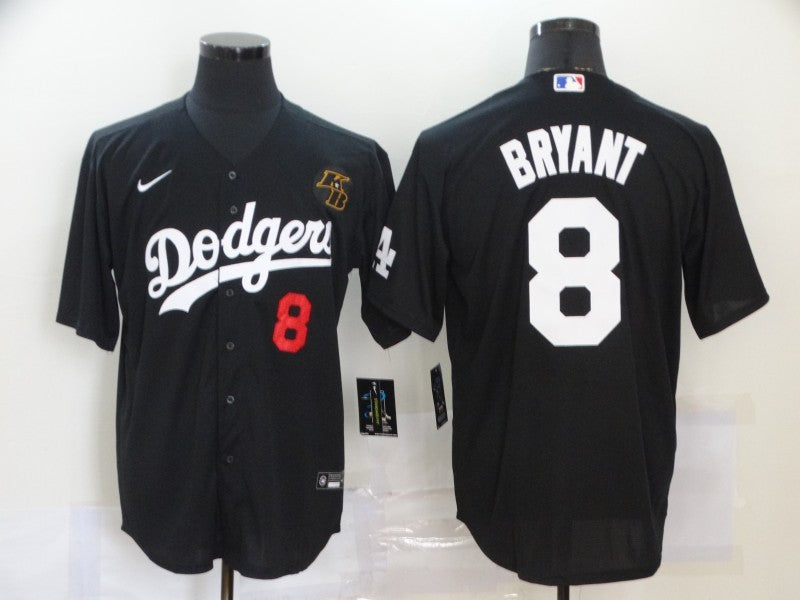 Men's Los Angeles Dodgers Kobe Bryant #8 Black Replica Baseball Jerseys