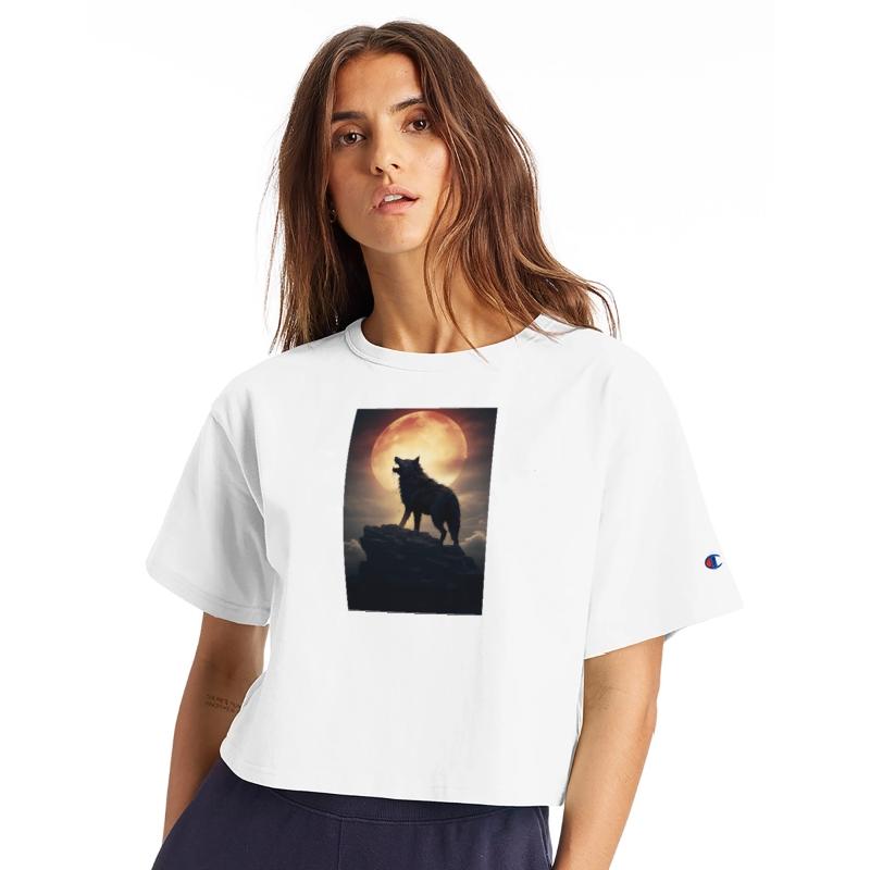 Digital art moon and wolf - Cool wolf leader Alfa