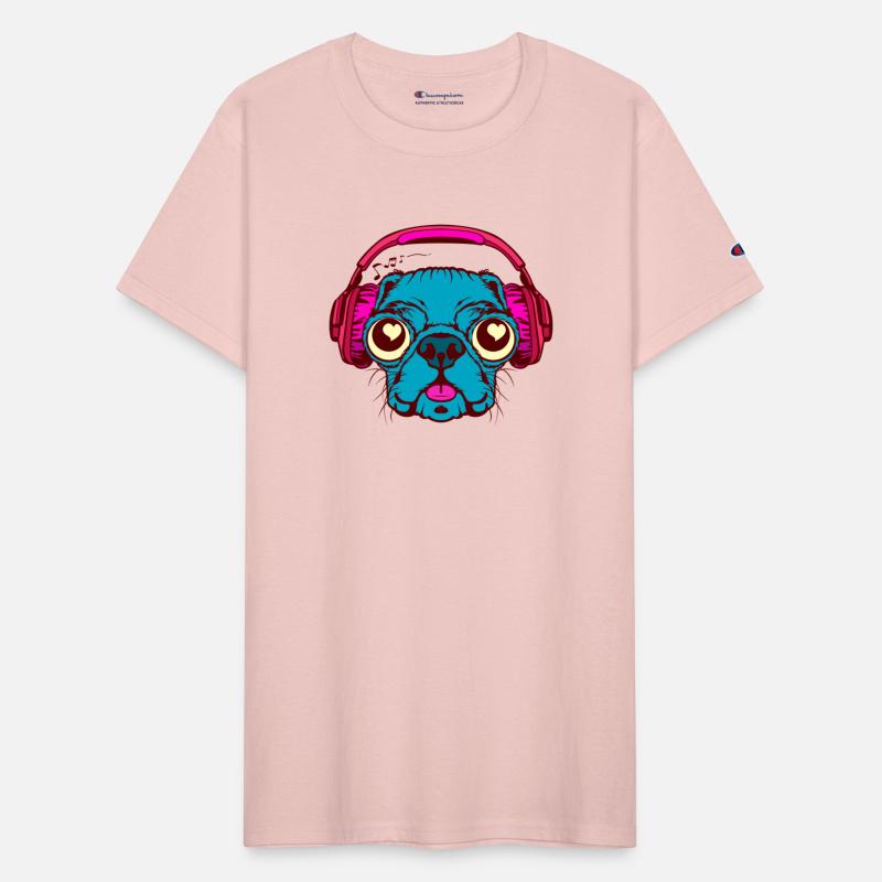 Doggy Pug Listening Lovely Music