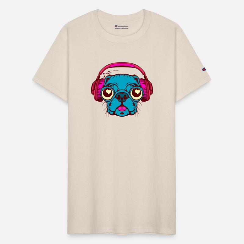 Doggy Pug Listening Lovely Music