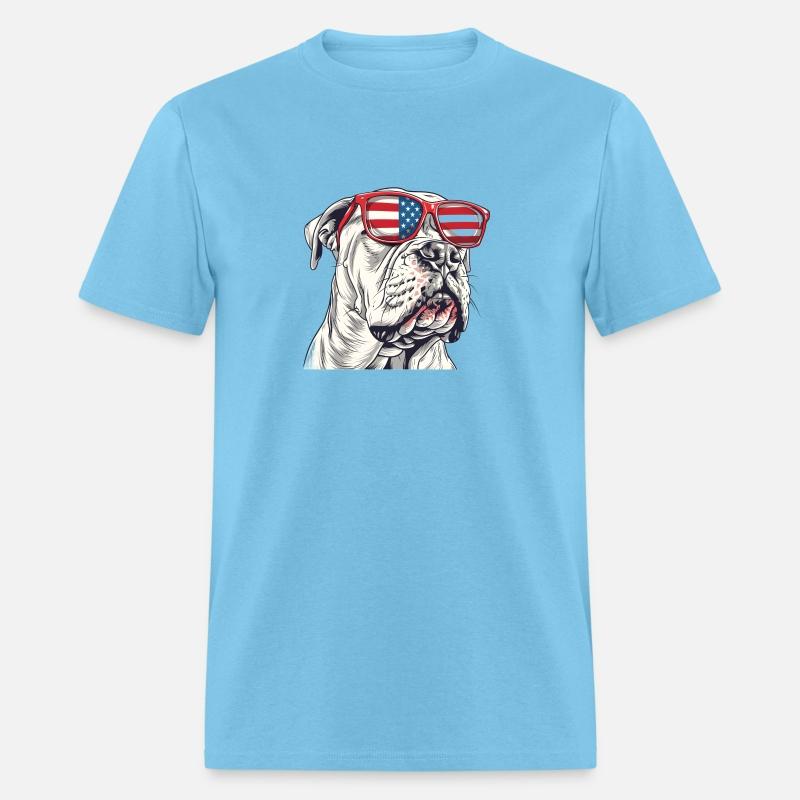 Dogo Argentino dog. 4th of July and memorial day