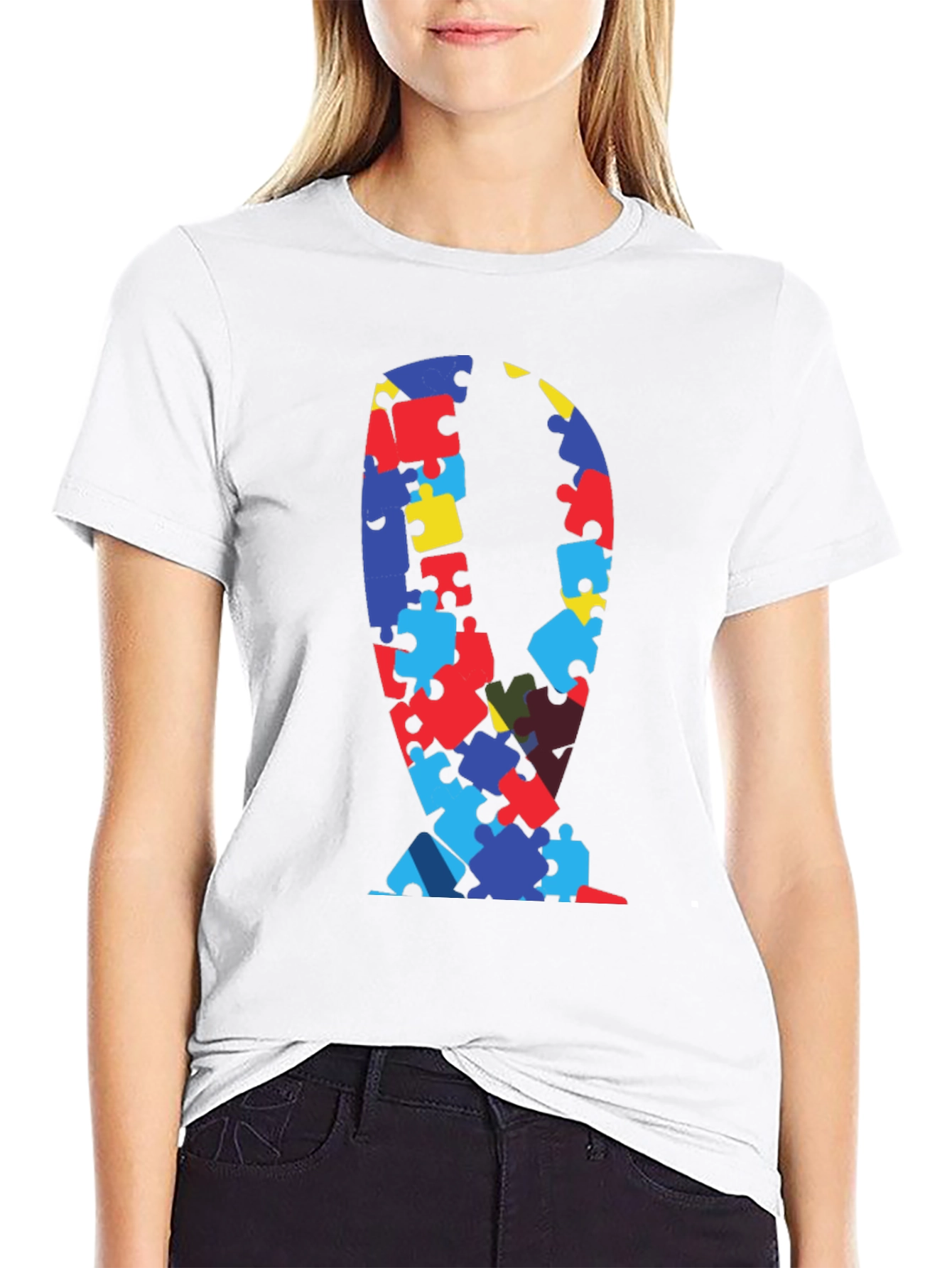 Puzzle Piece Ribbon Graphic Tee