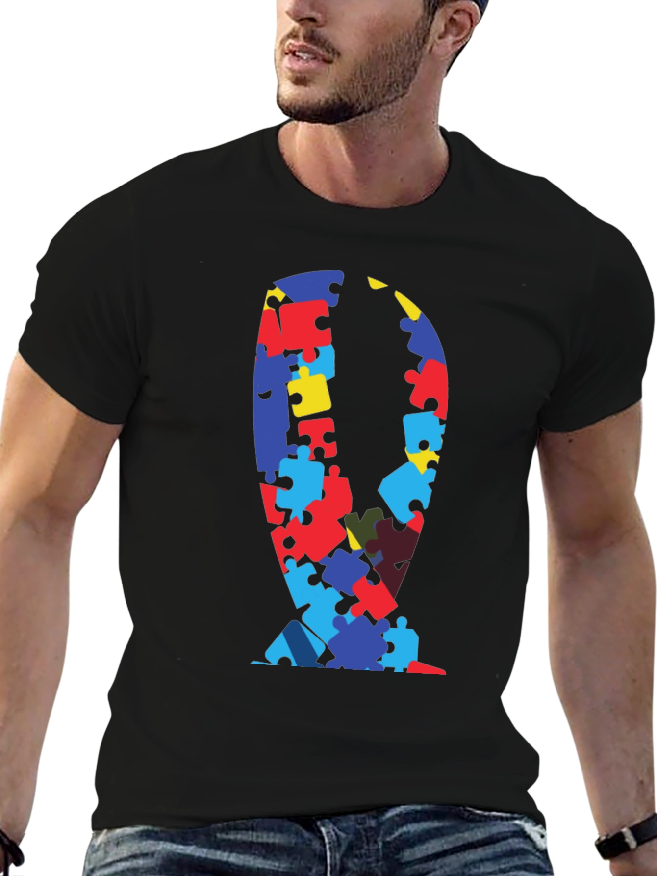 Puzzle Piece Ribbon Graphic Tee