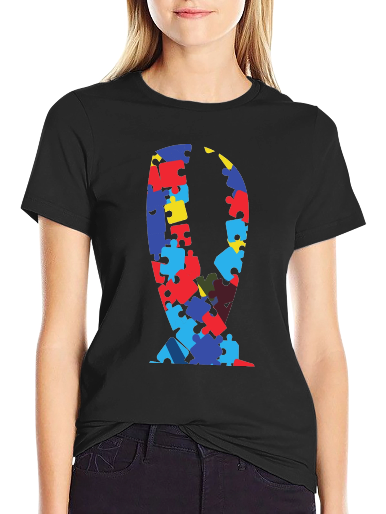 Puzzle Piece Ribbon Graphic Tee