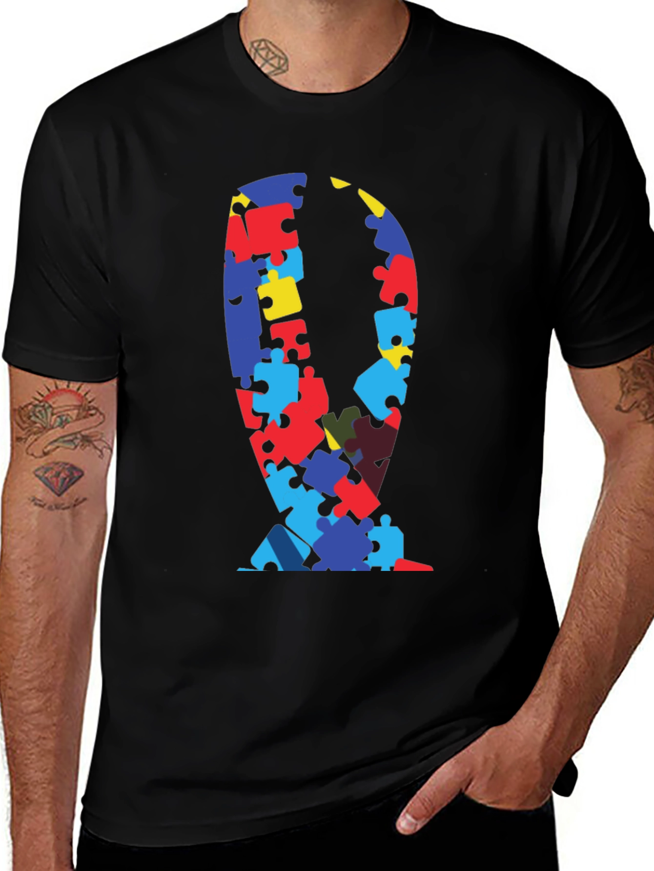 Puzzle Piece Ribbon Graphic Tee