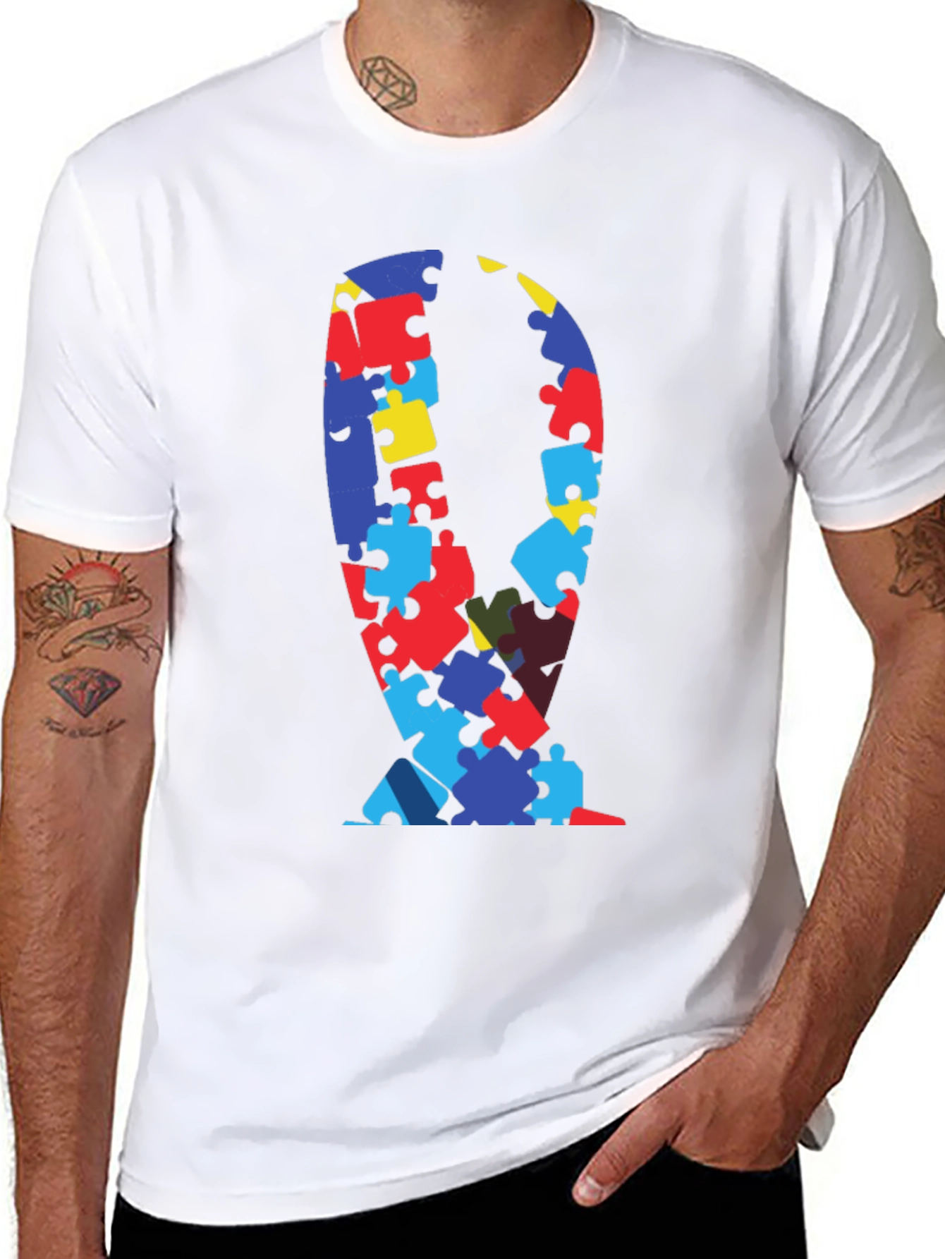 Puzzle Piece Ribbon Graphic Tee