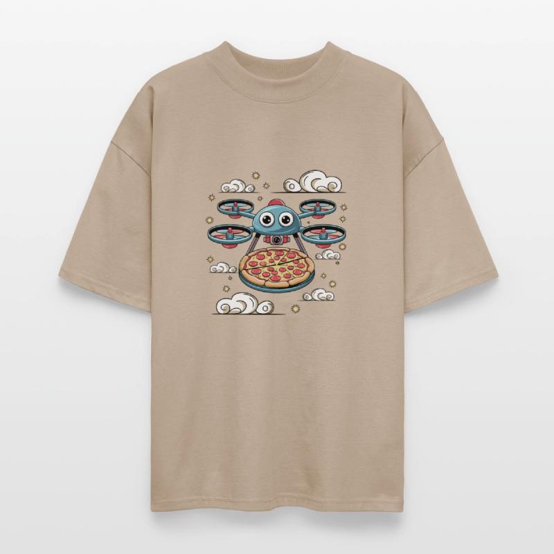 Drone Delivering Pepperoni Pizza Cute Cartoon