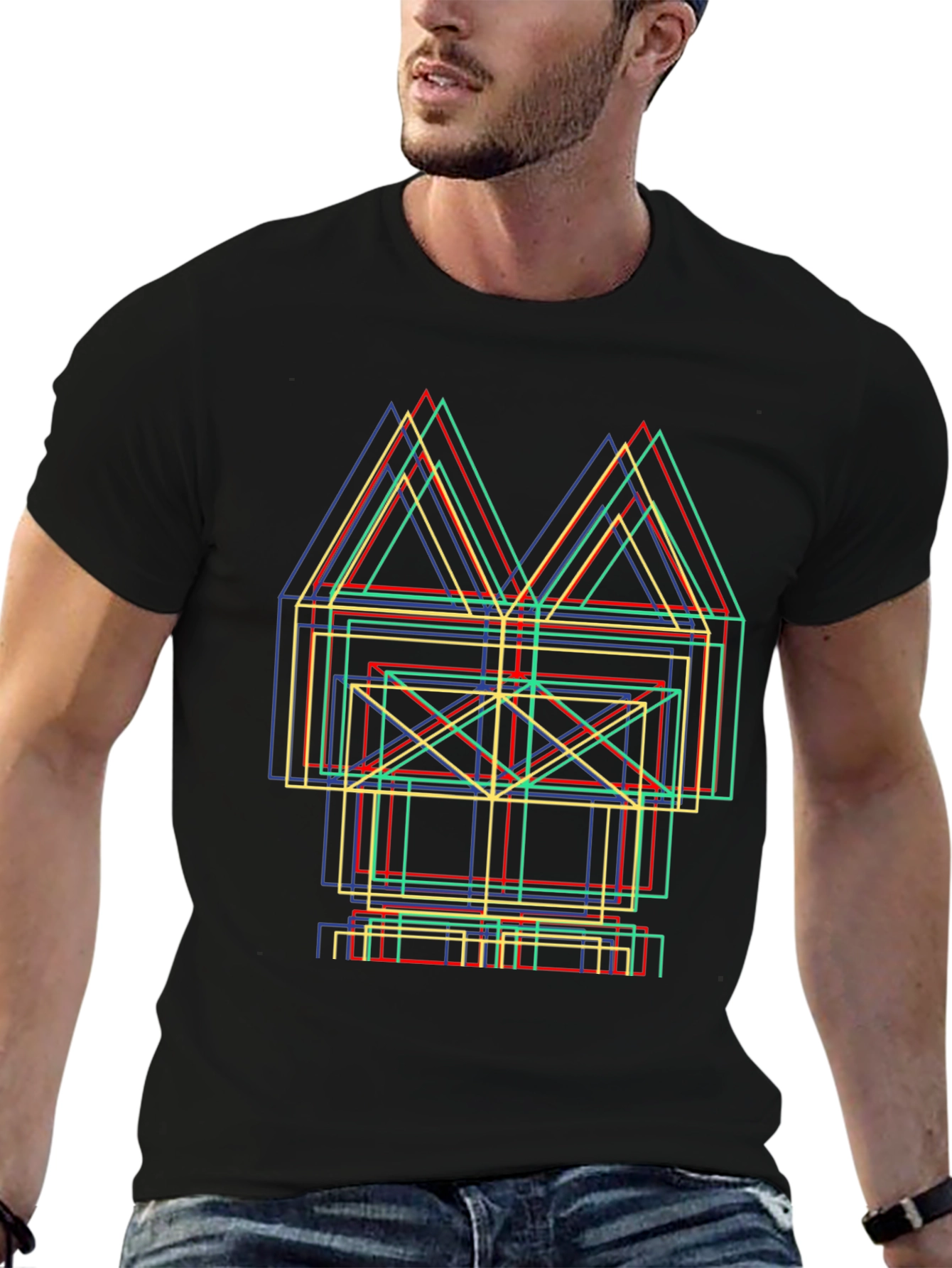 Abstract Geometric Line Art Graphic Tee