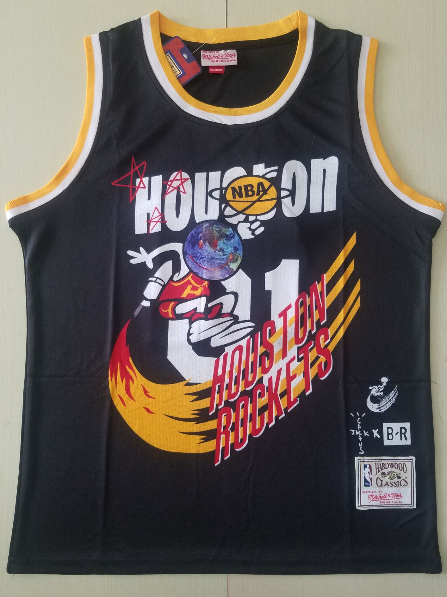 Men's Houston Rockets #01 NBA Black Classics Jerseys - Joint Edition