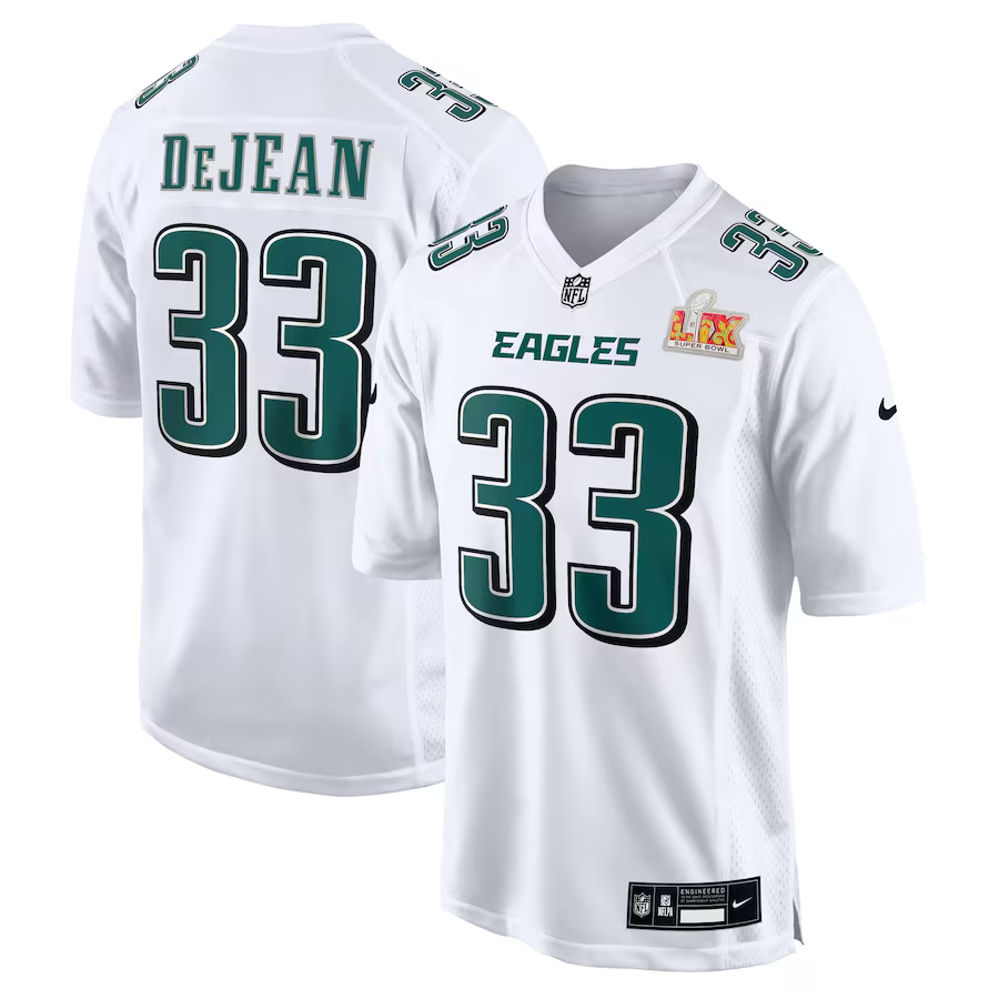 Men's Philadelphia Eagles Cooper DeJean #33 Tundra White Super Bowl LIX Fashion Game Jerseys