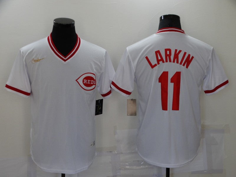 Men's Cincinnati Reds Barry Larkin #11 White Replica Baseball Jerseys