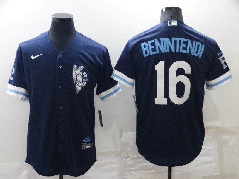 Men's Kansas City Royals Andrew Benintendi #16 Navy Replica Baseball Jerseys