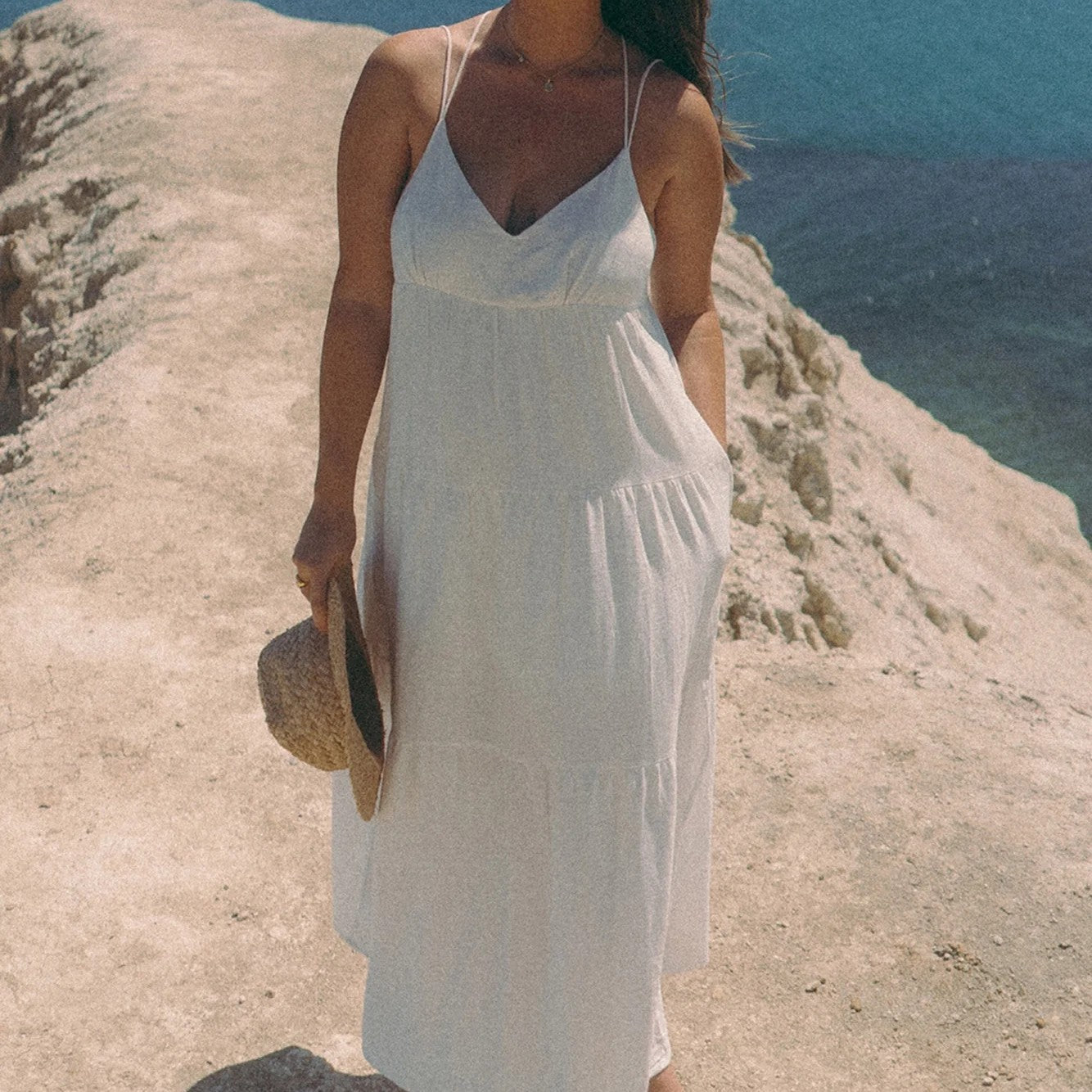 Elegant Dress Polyester Women Carbell Maxi Dress White