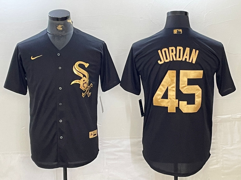 Men's Chicago White Sox Michael Jordan #45 Black Replica Team Jerseys