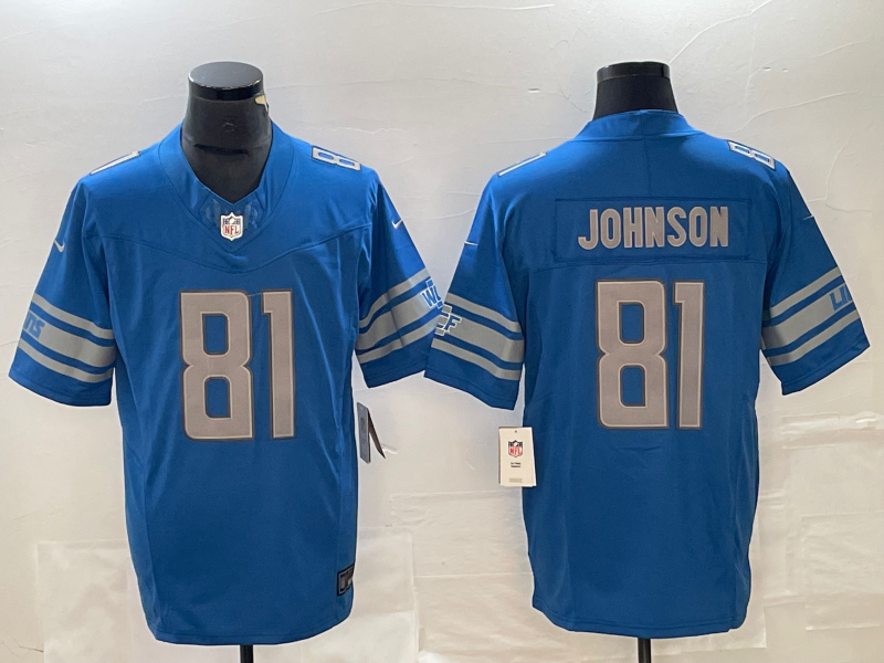 Men's Detroit Lions Calvin Johnson #81 Blue Player Game Jerseys