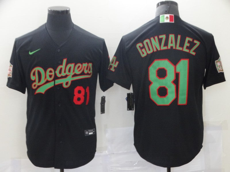 Men's Los Angeles Dodgers Victor Gonzalez #81 Black Replica Baseball Jerseys