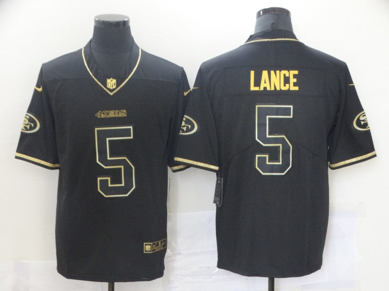 Men's San Francisco 49ers Trey Lance #5 Black Game Player Jerseys