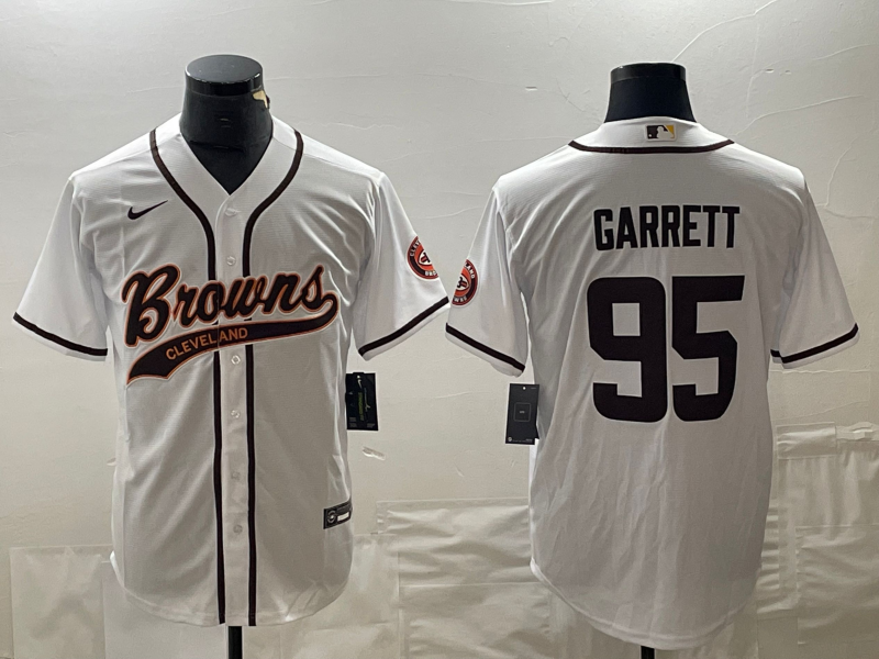 Men's Cleveland Browns Myles Garrett #95 White Game Jerseys Joint Edition