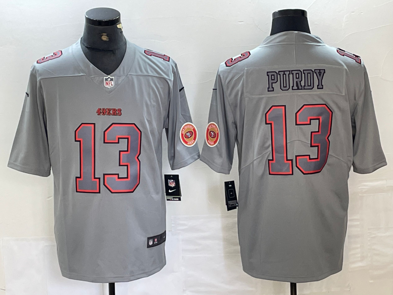 Men's San Francisco 49ers Brock Purdy #13 Gray Atmosphere Fashion Game Jerseys
