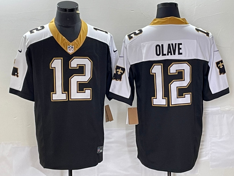 Men's New Orleans Saints Chris Olave #12 Black Vapor F.U.S.E. Limited Jerseys
