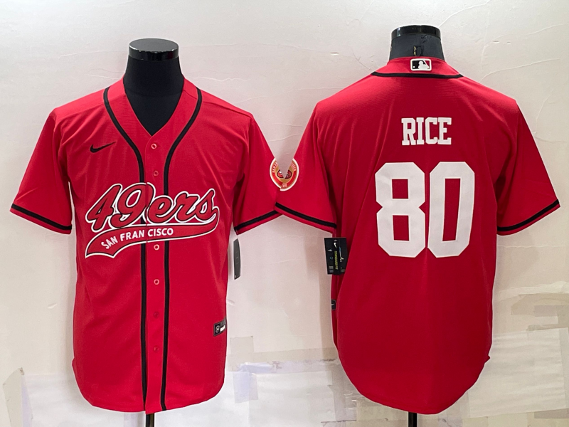 Men's San Francisco 49ers Jerry Rice #80 Red Game Jerseys Joint Edition
