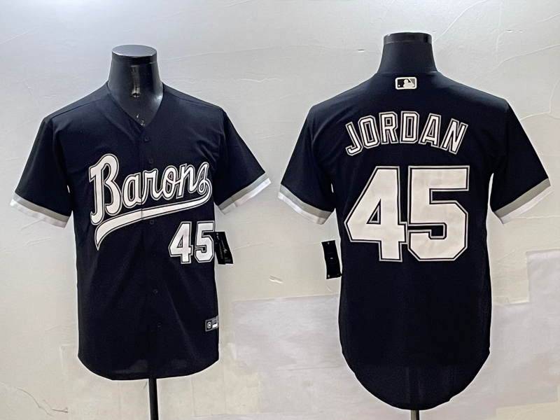 Men's Chicago White Sox Michael Jordan #45 Black Alternate Replica Team Jerseys