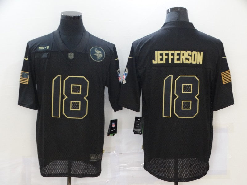Men's Minnesota Vikings Justin Jefferson #18 Black Game Player Jerseys