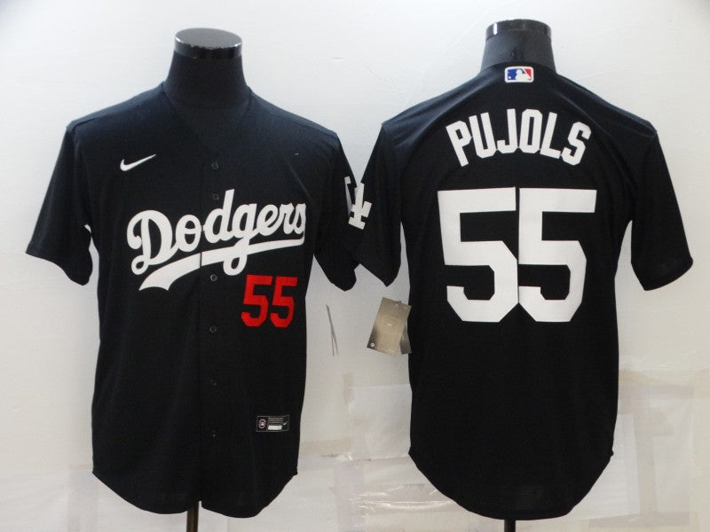 Men's Los Angeles Dodgers Albert Pujols #55 Black Replica Player Jerseys